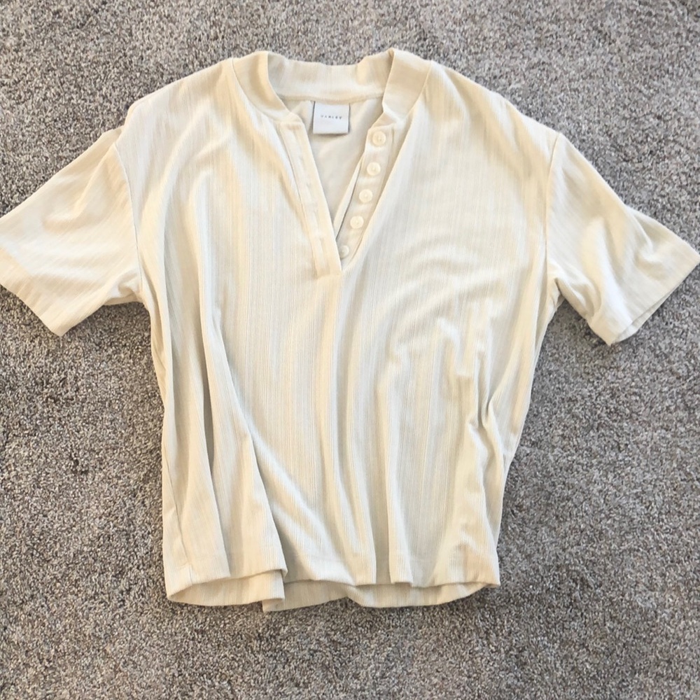 VARLEY Kasey Mock Placket Rib Tee